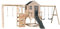 Wendi Toys M28G-G Klettergerüst mit Rutsche & Spielhaus & Doppelschaukel, 342 x 563 x 242 cm, Grau, FSC Holz – Spielhaus Kinder Outdoor, Spielplatz für Kinder mit Rutsche, Kletterwand & Gym-Anlage