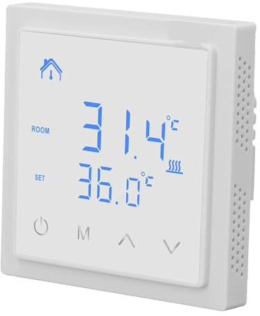 Intelligenter Fußbodenheizungsthermostat mit LED-Anzeige, Anti-Fehlkontakt, Heimthermostat für Elektrische Fußbodenheizung, Hochpräziser Temperaturregler, 16 A AC85 V-250 V (WHITE)