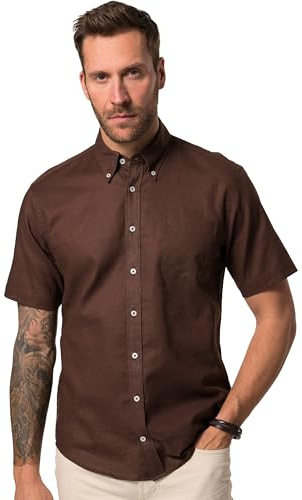 JP 1880 Herren Hemd, Halbarm, Leinenmix, Buttondown-Kragen, Modern Fit Hemd (1er Pack)