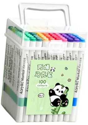 FewNvWa Acrylic Paint Markers with Storage Box Layerable Colors Washable Professional Acrylic Paint Pens Drawing Markers for Stone, 100 Colors