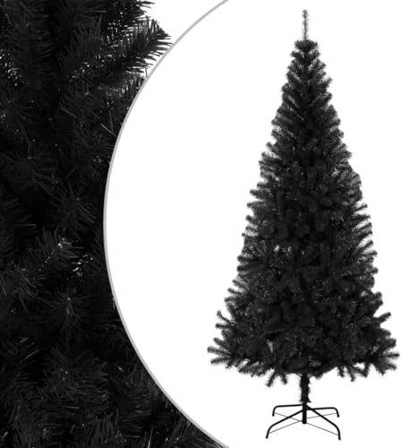 Myheimly Künstlicher Weihnachtsbaum mit Ständer Christbaum Tannenbaum Dekobaum Kunstbaum Weihnachten Dekoration Weihnachtsdeko PVC Schwarz,240 x 120 cm