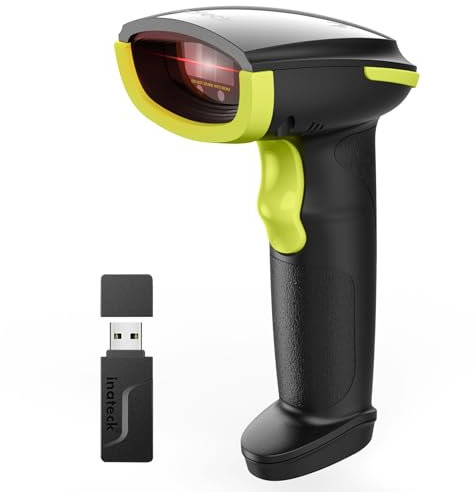 Inateck AI Barcode Scanner Bluetooth, 1D Handscanner Kabellos, Handheld Barcode Scanner, 1 Ladung in 3 Monaten, Unterstützen Selbst Entwickelte App und SDK mit 2000mAh Akku, BCST-21 AI Grün