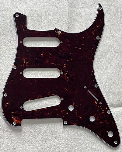 Pickguard pour guitare Fender 11 trous Jimi Hendrix Stratocaster Bridge style inversé (4 plis marron tortue)