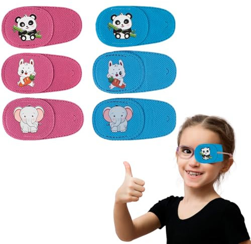 NHQZ Lot de 6 Cache-Yeux Bleu et Rose Réutilisables en Tissu Non Tissé pour Lunettes Paresseux,Amblyopie,Strabisme - Adapté à l'œil Gauche