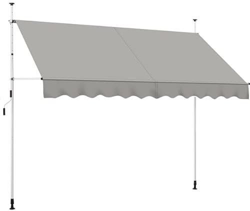 Yaheetech Tenda da Sole per Balcone Esterno Veranda a Bracci Estensibili con Manovella Regolabile Telo Avvolgibile Retrattile Resistente ai Raggi UV Telaio Telescopico 300 x 120 cm Grigio Chiaro