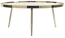 My Furniture Panatella Table Basse en Laiton. Plateau en Verre Miroir Rond, Fini doré. Cadre métallique, Design Moderne pour Salon. Plateau en Verre trempé. Table d'appoint Assortie Disponible.