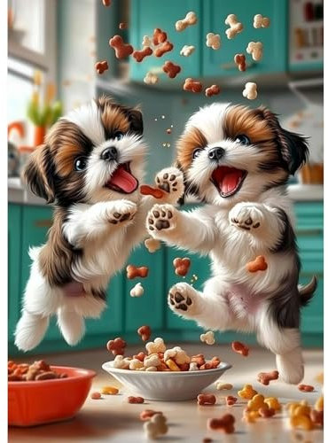 TOSTOG Diamond Painting für Erwachsene,Zwei Hunde Diamant Painting Kits Full Drill Bilder 5D DIY Diamant Malerei Set 30x40cm für Wanddekor