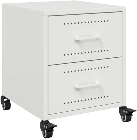QJBSAVVA Spind Schrank Nachttische Nachtschränkchen Coffee Table - Nachttisch Weiß 36x39x43,5 cm Stahl für Wohnzimmer Balkon Schlafzimmer Badezimmer