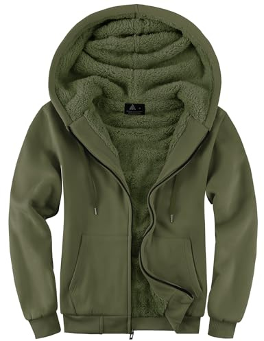 SwissWell Herren Fleecejacke mit Kapuze Sweatjacke Gefütterte Reißverschluss Fleece Hoodie Warm Outdoor Jacke Winter Kapuzenjacke