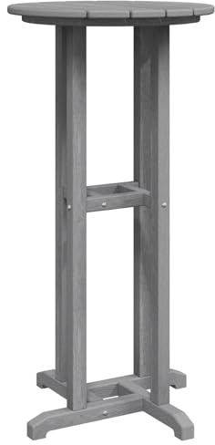 vidaXL Bartisch Hellgrau 55 x 55 x 107 cm HDPE, Moderne runde Bar-Tisch, robust, wetterfest, kompakt, Glatte Oberfläche, ideal für Garten & Terrasse