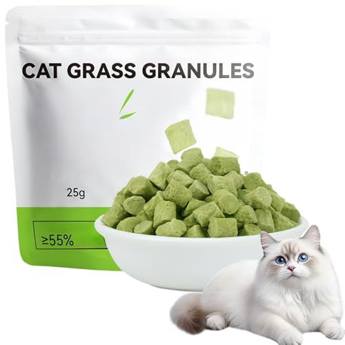 25G Cat Grass Treats for Cats,Cat Grass Teething Granules,Freezed Drying C/at Grass Teething Granules Snacks,C/at Gr/ass Chew Gr/anules,Ca/t Dental Toys Gra/nules,Catnip Gran/ules for C/ats