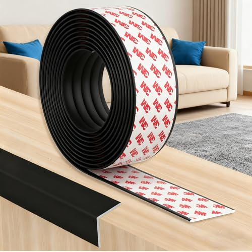 LANZLC Kantenschutz Selbstklebend, Kantenschutz Baby Schaumstoff, Kantenumleimer Selbstklebend, Weichem Klebe Eckenschutz Baby Schaumstoff für Kinder, Bett, Fensterbank & Schreibtisch – 5M Schwarz