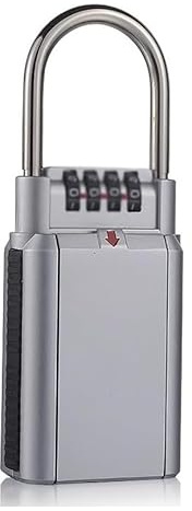 Cadenas à combinaison, Boîte à clés résistante aux intempéries avec anse, boîte de verrouillage portable for clé maison, combinaison suspendue grande capacité for, voiture, cartes d'identité(Silver)