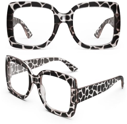 GQUEEN Übergroße Fake Brille Ohne Stärke Damen Herren Retro Mode UV400 | Leicht,Verdrehfreies Design