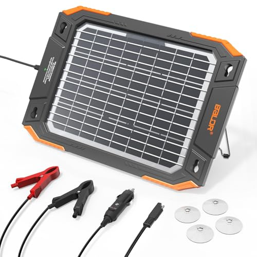 BALDR Upgraded 12V 13W Solar Battery Charger Portable Waterproof Solar Panel Slow Charging Kit for Car Boat Marine Motorhome