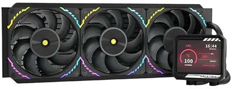 Valkyrie V360 360mm AIO CPU Liquid Cooler – 3.5 LCD Screen 60Hz – 3×120mm ARGB PWM Fans – 300W TDP – AMD AM5, AM4 – INTEL LGA 1851, 1700, 1200/1151 Compatible – Sync Ready | Black