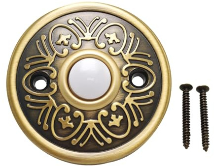 LeeQinersw Bouton de sonnette filaire, bouton poussoir pour porte d'entrée, métal robuste avec éclairage LED, design rétro pour extérieur d'hôtel