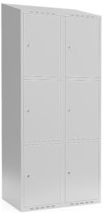 kaiserkraft | 3er-Schließfachschrank Fydor | 2 Abteile | lichtGrau | B 800 mm | schräge Dachform | Zylinderschloss