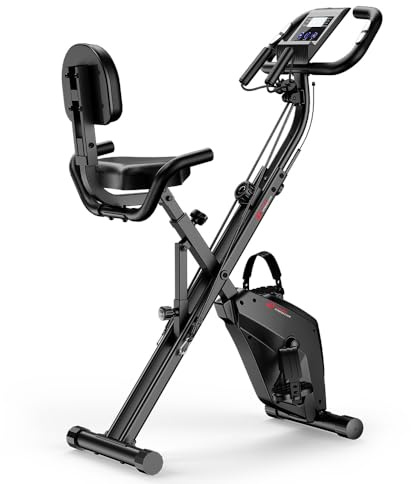Bicicleta estática plegable silenciosa (<20dB) Bicicleta estacionaria 3 en 1 con 8 resistencias magnéticas, pantalla LCD multifuncional y soporte para tableta, para uso doméstico, altura ajustable 155