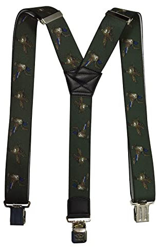 Olata Bretelles de Chasse en Y Réglables et Résistantes pour Hommes avec Pinces Gaufrées - 4 cm. Canards