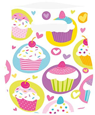 Amscan 997215 - Partytüten Cupcakes, 6 Stück, 22,5 x 17 cm, Mitgebsel, Kindergeburtstag