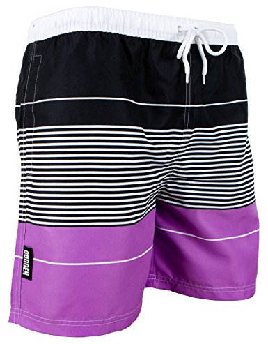 GUGGEN Mountain Badehose für Herren Schnelltrocknende Badeshorts 880 mit Kordelzug Beachshorts Boardshorts Schwimmhose Männer gestreift Farbe gestreift XL