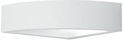 Applique d'angle plâtre peint blanc verre sablé ip20 1 x e14