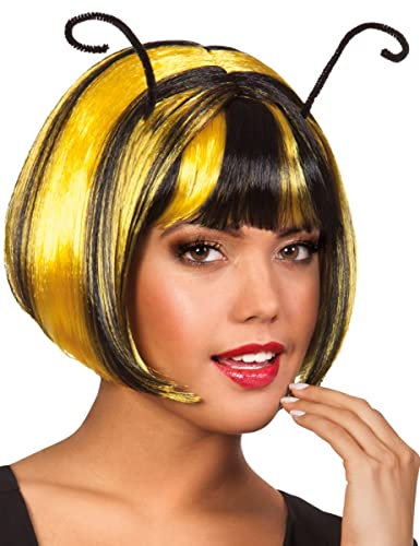 Kurze Bienen Perücke für Damen gelb schwarz - Bunt