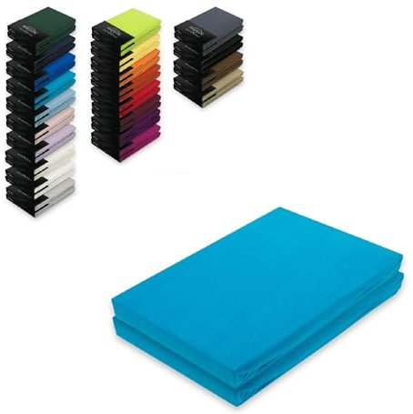 EXKLUSIV HEIMTEXTIL Jersey Spannbettlaken Doppelpack 200 x 220 cm Türkis