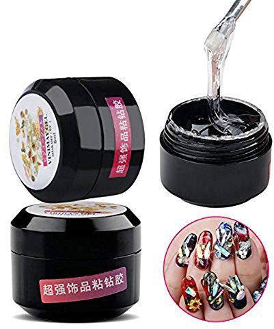 Nail Art 8ml Rhinestone Glue Gel Adhesive Resin Gem Jewelry Diamond Polish Clear Decoration (UV Light Cure Needed) Thicker&More Sticky Than Others by ICEBLUEOR