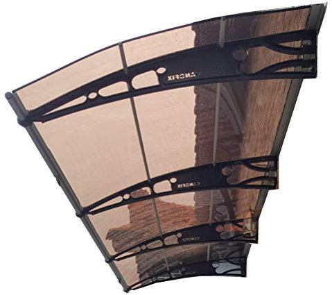 CANOFIX Door Canopy PC 7000W x 1500P / DIY Polycarbonate Cantilever Awning/Window Door Pathway Walkway Garden Shed Porch Patio (Black Bracket - Bronze Sheet)