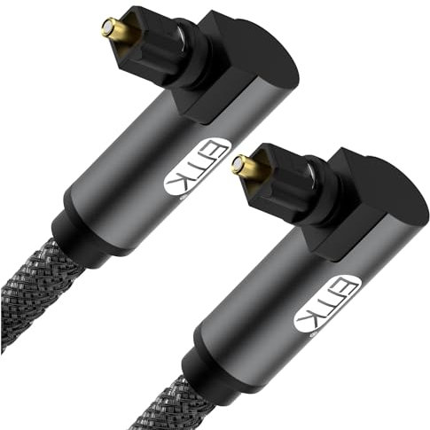 EMK Optisches Kabel, rechtwinklig, um 90 Grad drehbarer Toslink-Stecker, Glasfaserkabel für Blu-Ray-Player, Soundbar, HDTV, PS3/PS4, Xbox und mehr