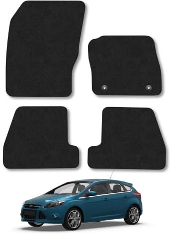 Fits Ford Focus (2011-2015) Carpet Car Mats | Black Edge Trim Tailored Fit Floor Mats Full Coverage Protection Accessories Easy Clean Anti Slip Made in the UK