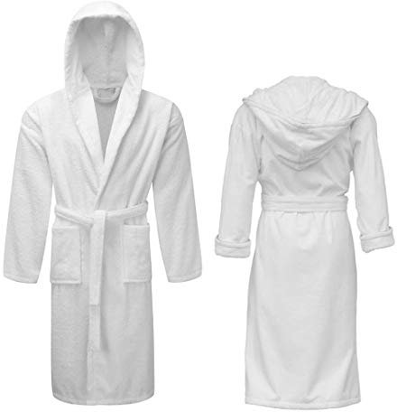 Hieftan Luxury Hooded Bathrobe for Women & Men - Ultra-Soft Towelling Robe with Pockets, Long Kimono Housecoat for Spa, Bathroom, and Lounge for Adults