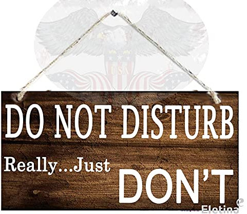 ELEtina Retro Wooden Signs/Do Not Disturb Door Hanger Sign, Door Knocker Please Note Sign for Keeping Away Strangers Wood Sign,Home Wooden Custom Wall Art Decor Wooden Signs 8x12 INCH