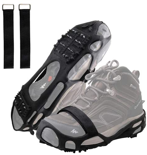 Grödel Steigeisen Schuhspikes Schuhkrallen Schuh Spikes Grödeln Traktion Eisspikes für Bergschuhe Schuhe EIS Klettern Bergsteigen Angeln Trekking Winter Outdoor (24 Zacken, L)