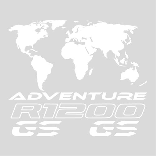 Gesar 2 Pezzi Adesivo Adventure Planisfero e 2 Pezzi GS 1200 - Adesivo per auto e moto - Compatibile con moto Motorrad LC R 1200 GS r1200gs - Adatti per valigie moto - R 1200 1150 1100 GS