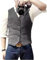 Solovedress Herren Casual Wolle Fischgrätmuster Anzug Weste V-Ausschnitt Tweed Weste für Hochzeit Groomsmen(Silber-Grau,L)