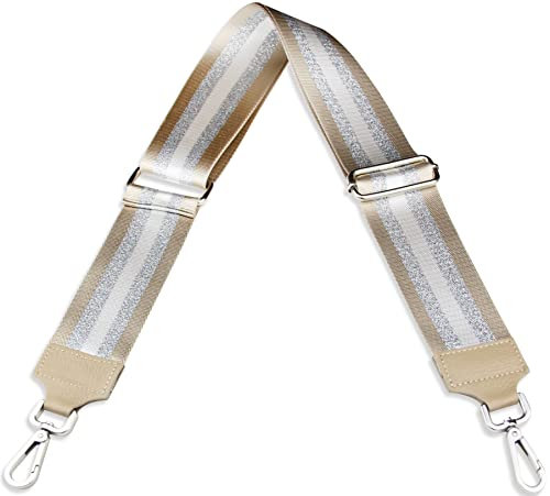 Schultergurt 5cm breit, Made in Italy, Schulterriemen für Taschen und Handtaschen, verstellbarer Taschengurt für Damen und Herren, DIY Zubehör Streifen Beige