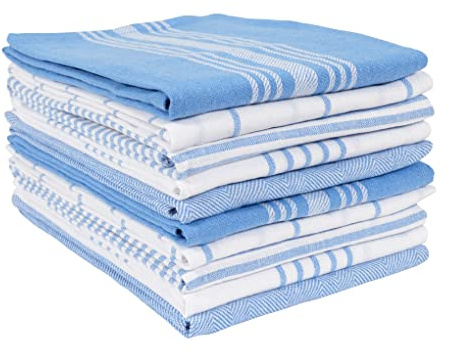 KAF Home Kitchen Towels Bulk - Multipurpose Microfiber Drying Cotton Towel & Absorbent Thick Tea Kitchen Cloth Pack of 10 (French Blue)