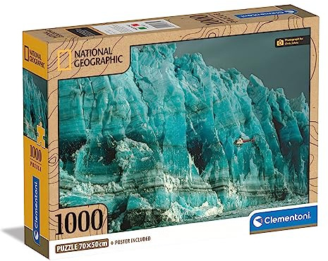 Clementoni - 39731 - Puzzle National Geographic - Hubbard Glacier - Puzzle 1000 Teile Für Erwachsene Und Kinder 14 Jahren, Geschicklichkeitsspiel Für Die Ganze Familie
