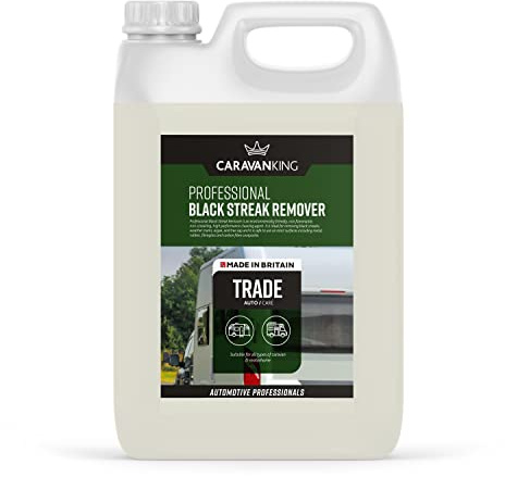 Caravan King Removedor de Rayas Negras, Limpiador de acción rápida para caravanas y autocaravanas, Elimina Marcas Negras, savia de árboles, Algas y mugre, Seguro en Pintura, plástico y GRP, 5 L