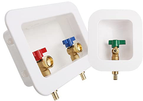 Waschmaschinen-Auslassbox, 1,27 cm PEX, Eiswürfelbereiter-Auslassbox ohne Wasserhammer, 1/4-Drehung Kugelhahn