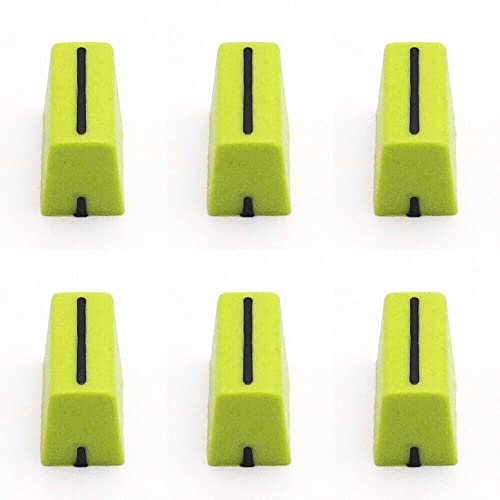 HUMARH 6-Pack Green Fader Knob Caps for Pioneer, Rane, Numark, Allen & Heath, Native Instruments & More (Modern Rubber Plastic DJ Mixers Controllers Fader Caps)