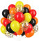 Luftballons Gelb Schwarz Orange Rot, 60 Stück 12 Zoll Rote Orange Schwarze Gelb Latexballon mit Konfetti Ballons, Schwarz Rot Orange Gelb Partyballons für Kinder Jungen Bauparty Geburtstag Dekoration