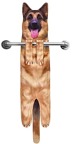AGRIMONY Lustige Hunde Handtücher - Kawaii Deko für Küche Badezimmer - Personalisiertes Gadgets Einweihungs Muttertagsgeschenk für Frauen Männer Mama Papa Hundebesitzer Paare - German Shepherd