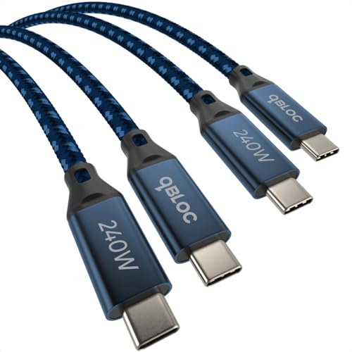 qBLOC 240W USB C to USB C Cable (1M Twin Pack) – Fast iPhone Charger Cable with Universal Compatibility for iPhone 17 Pro, Galaxy S24+, Pixel 9 Pro, OnePlus 12, Xiaomi 14 and more.