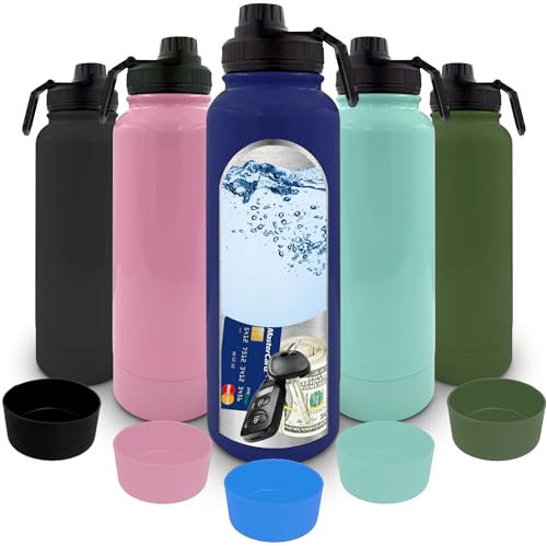Sneaky Booze Wasserflasche, 1020 ml, Edelstahl, doppelwandig, vakuumisoliert, tragbar, Kaffeebecher, Aufbewahrungsbehälter, Verstecken von Schmuck, Wertsachen, geheim, versteckter Reisebecher, Türkis