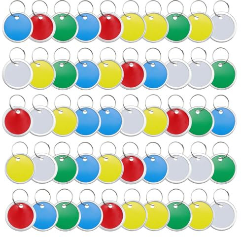 MYLERCT 50 Stücke Schlüsselmarkierer, Schlüsselschilder in 5 Farben, Schlüssel Markierung mit Schlüsselanhänger für Schlüsselanhänger, U-Disks und Andere Gegenstände