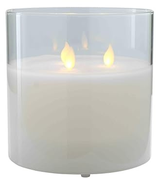 Klocke Dekorationsbedarf LED Kerze mit Timer & Fernbedienung – Dreidochtkerze – Realistisch Flackernd (Weiß, Höhe: 15cm - Ø 15cm)